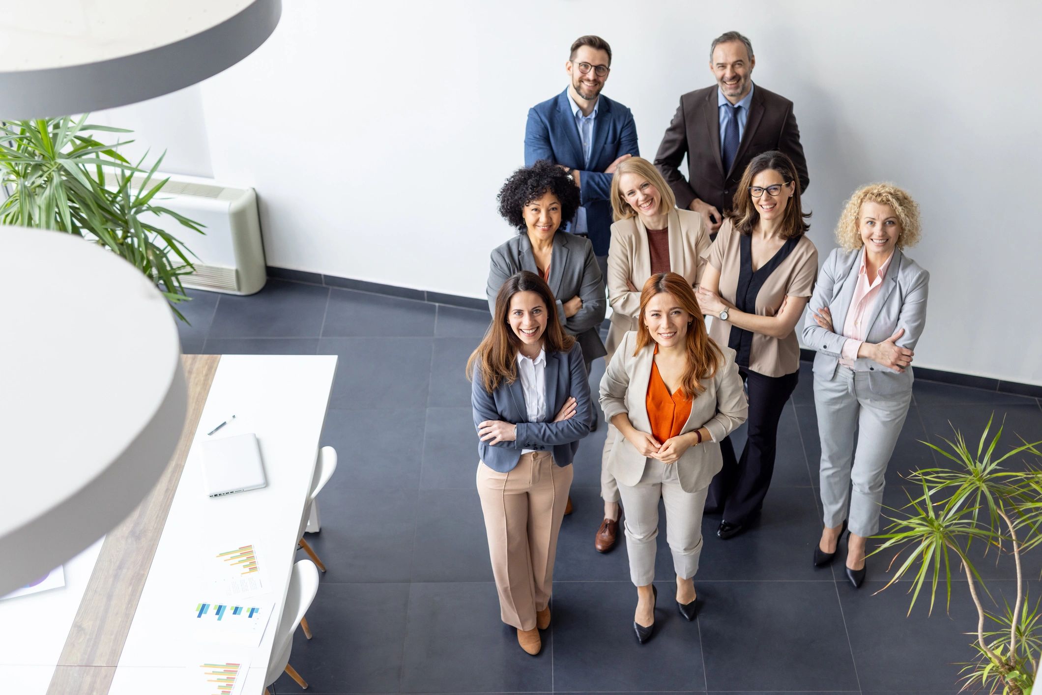 Professional law firm team standing together